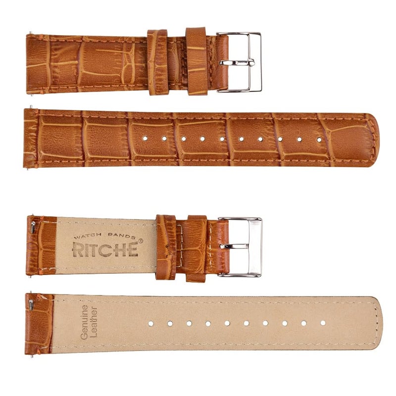 Ritche Quick Release Leather Watch Bands Genuine Leather Watch Strap for Samsung Galaxy Watch 6 Band Classic 43mm 47mm 40mm 44mm 18mm, 20mm or 22mm for Men and Women - Image 3